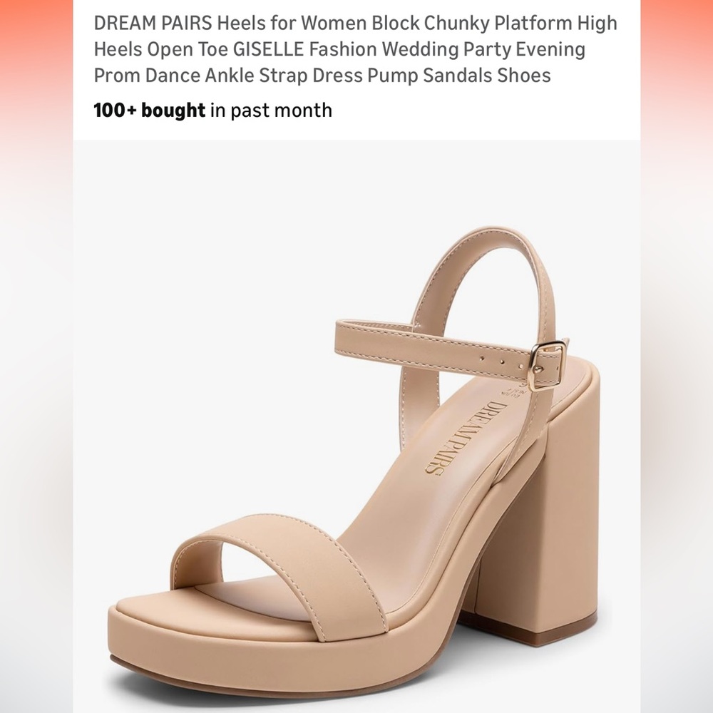 Dream Pairs Nude Chunky Heel Sandals